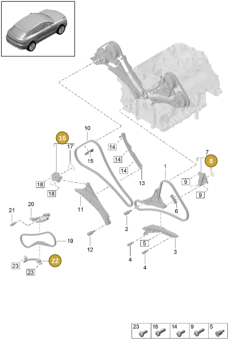 9A700565200 — Porsche Macan (2018-2022) diagram p52000010, position 8+16+22