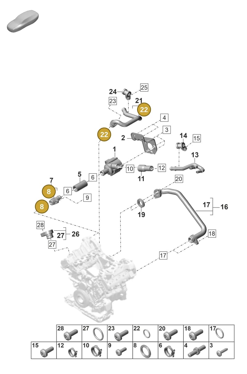 9A700565200 — Porsche Panamera (2023-2025) diagram p58105110, position 8+22