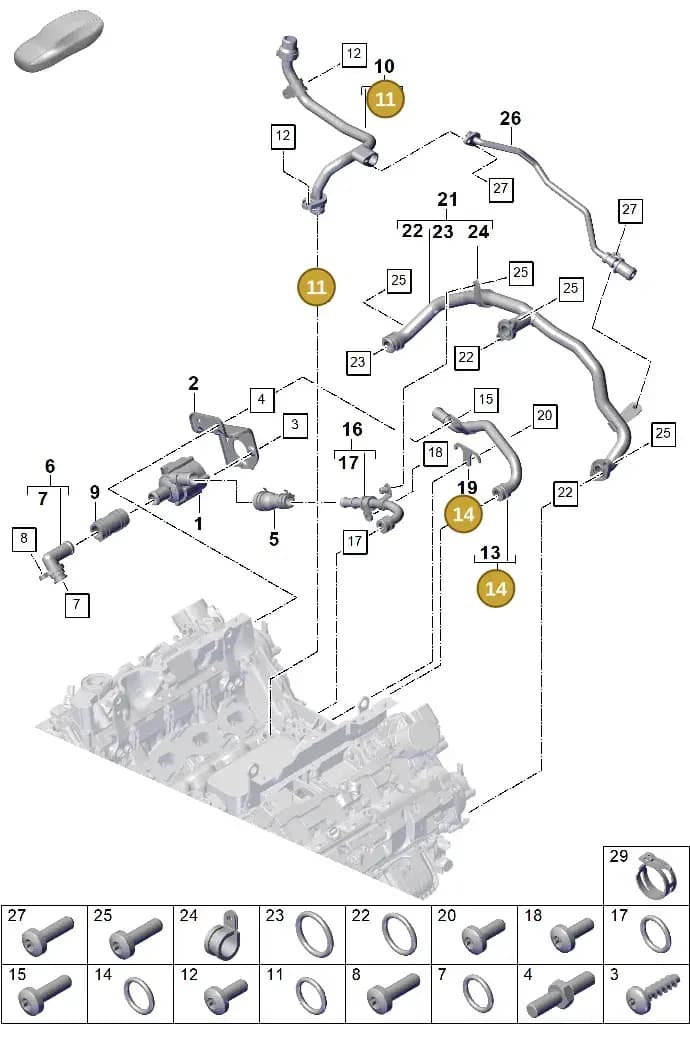 9A700565200 — Porsche Cayenne Coupe (2023-2023) diagram p60105060, position 11+14