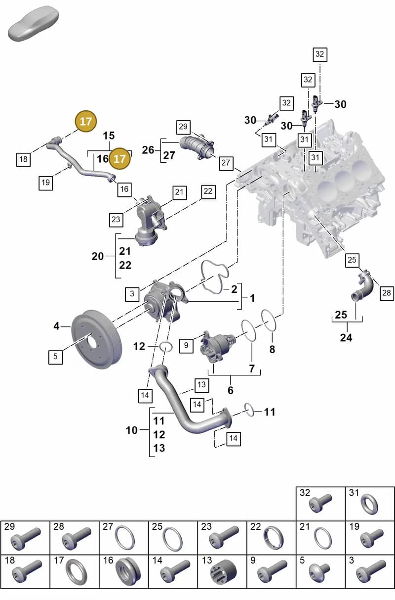 9A700565200 — Porsche Cayenne Coupe (2023-2023) diagram p60105010, position 17