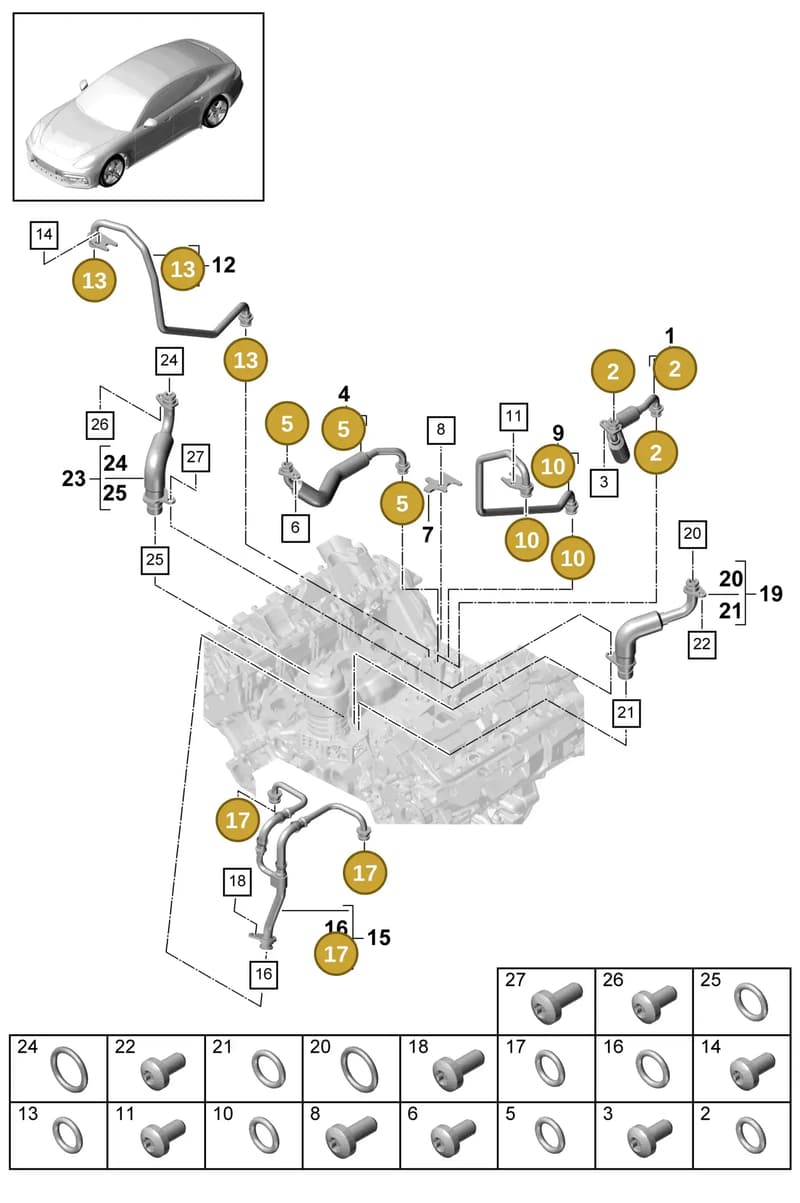 9A700653700 — Porsche Panamera (2016-2020) diagram p49202030, position 2+5+10+13+17