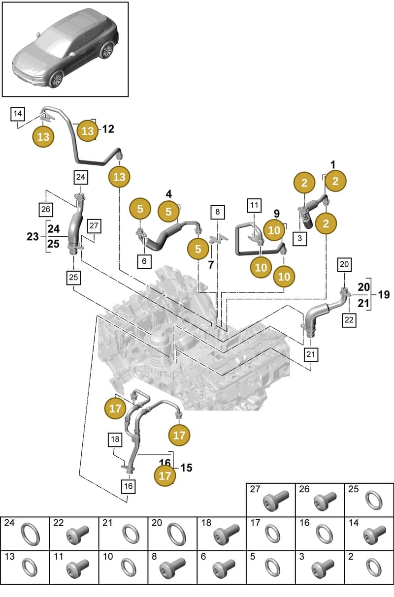 9A700653700 — Porsche Cayenne (2017-2023) diagram p51202035, position 2+5+10+13+17