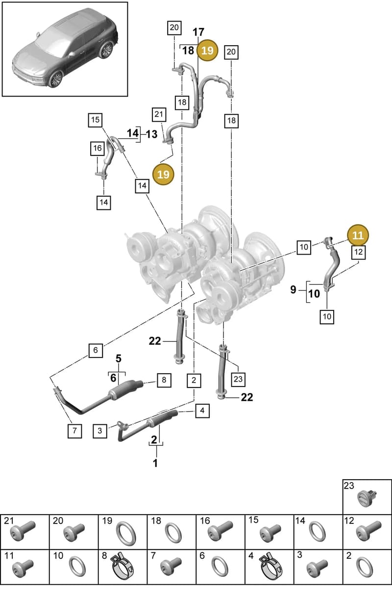 9A700690100 — Porsche Cayenne (2017-2023) diagram p51202040, position 11+19