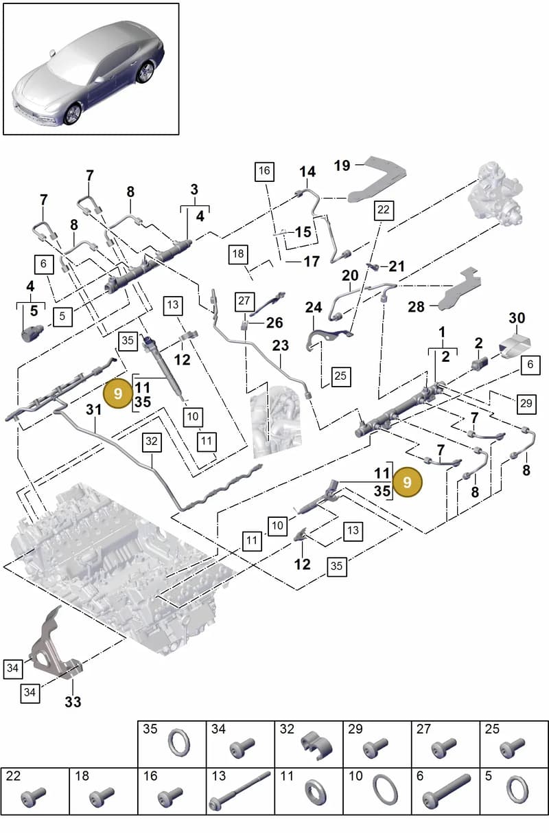 9A700697400 — Porsche Panamera (2016-2020) diagram p49107010, position 9