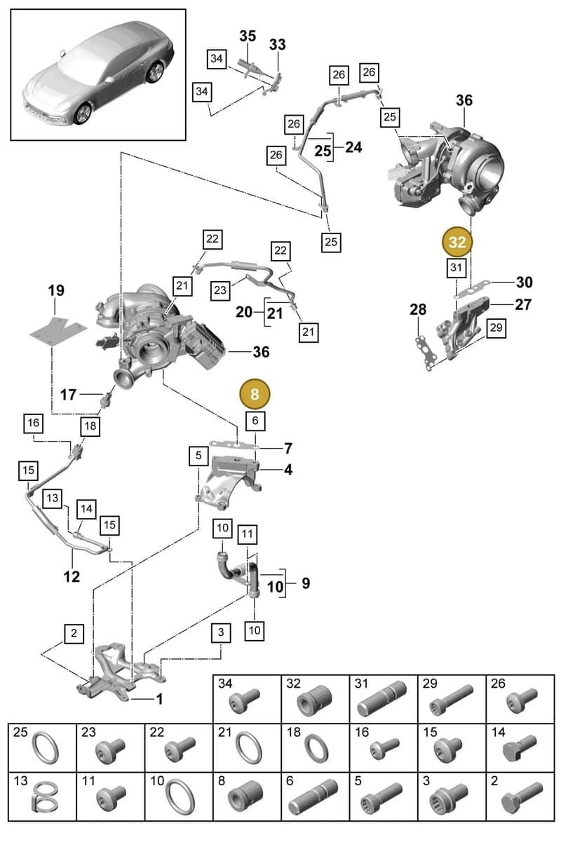 9A700740200 — Porsche Panamera (2016-2020) diagram p49202040, position 8+32