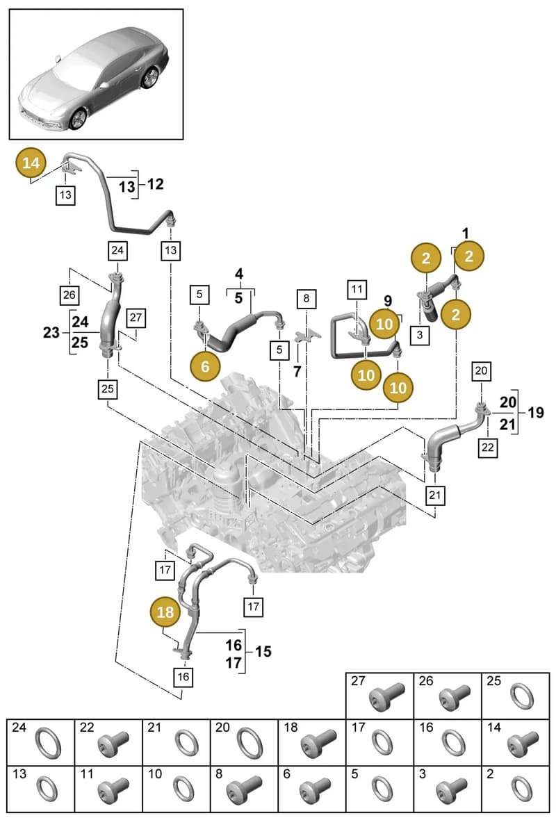 9A700768900 — Porsche Panamera (2016-2020) diagram p49202030, position 2+6+10+14+18
