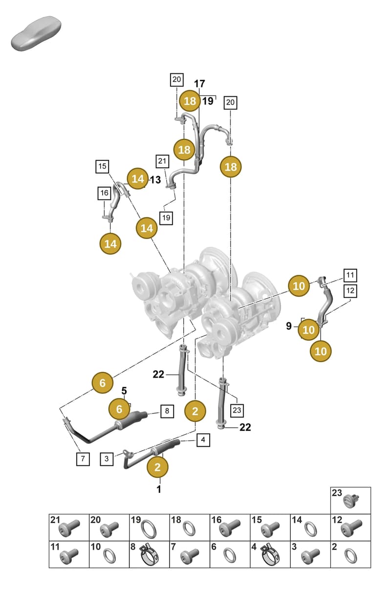 9A700768900 — Porsche Panamera (2020-2023) diagram p58202110, position 2+6+10+14+18