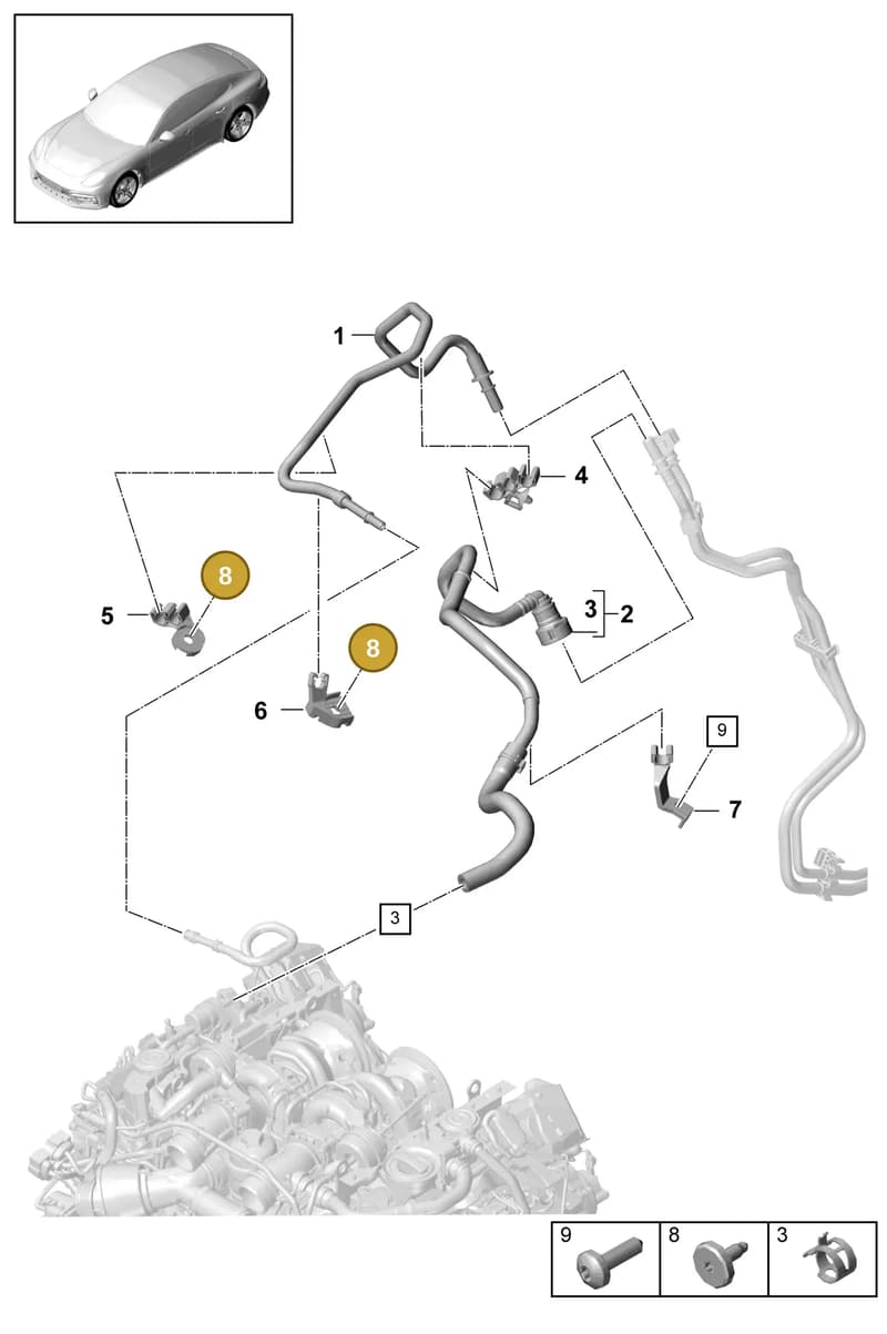 9A700773000 — Porsche Panamera (2016-2020) diagram p49201040, position 8+11