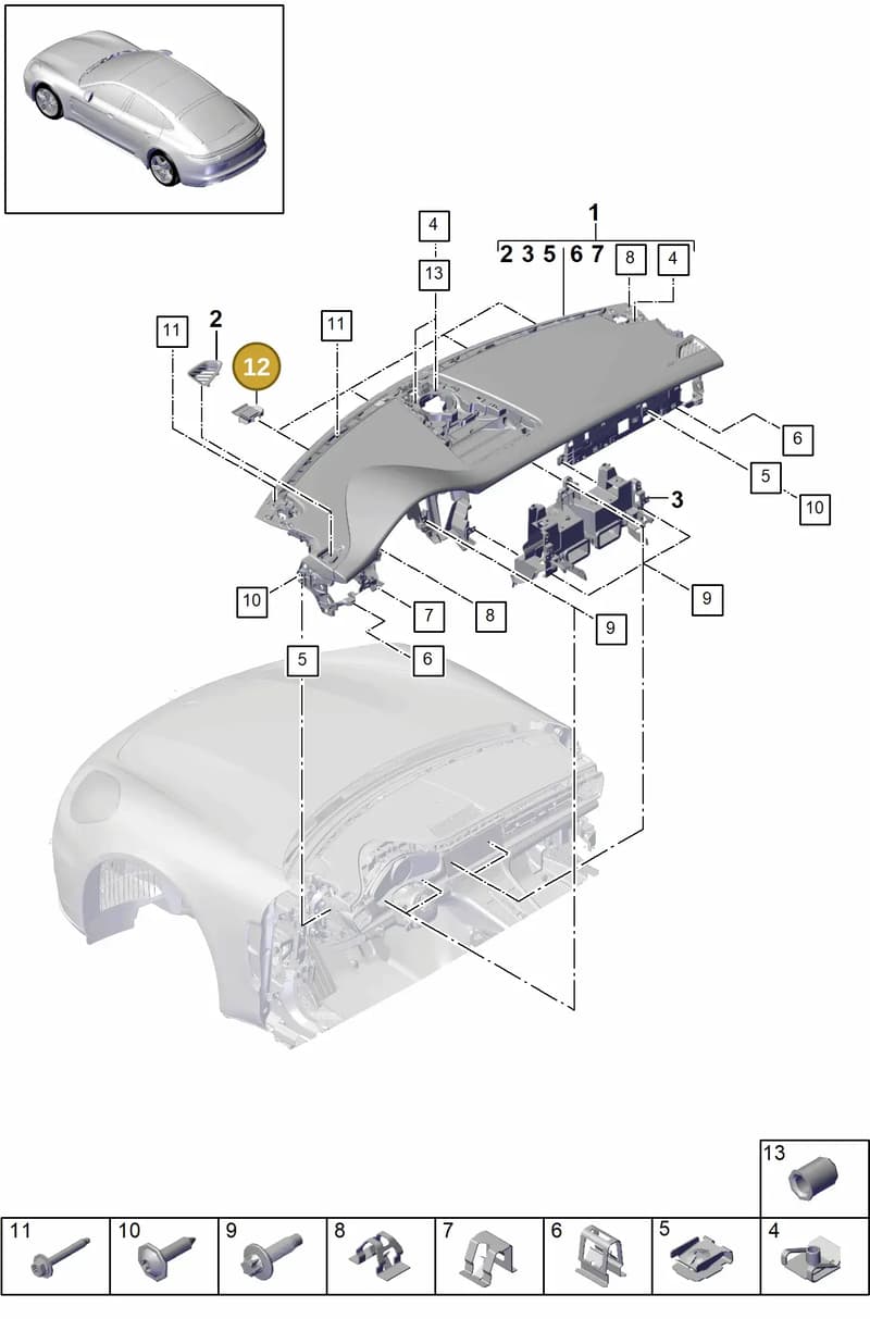 9A700784900 — Porsche Panamera (2016-2020) diagram p49809000, position 12
