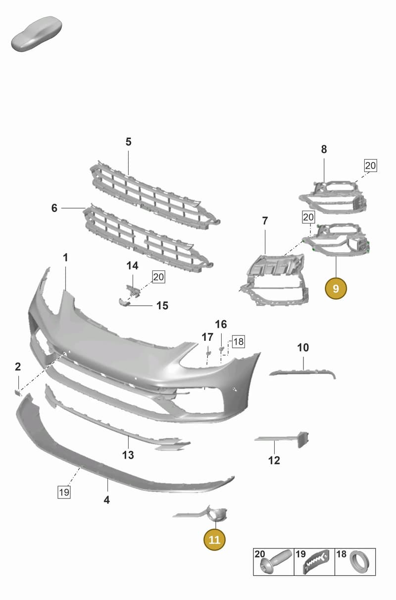 9A700788200 — Porsche Panamera (2020-2023) diagram p58802010, position 9+11