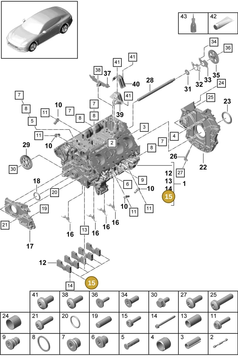 9A700805400 — Porsche Panamera (2016-2020) diagram p49101040, position 15