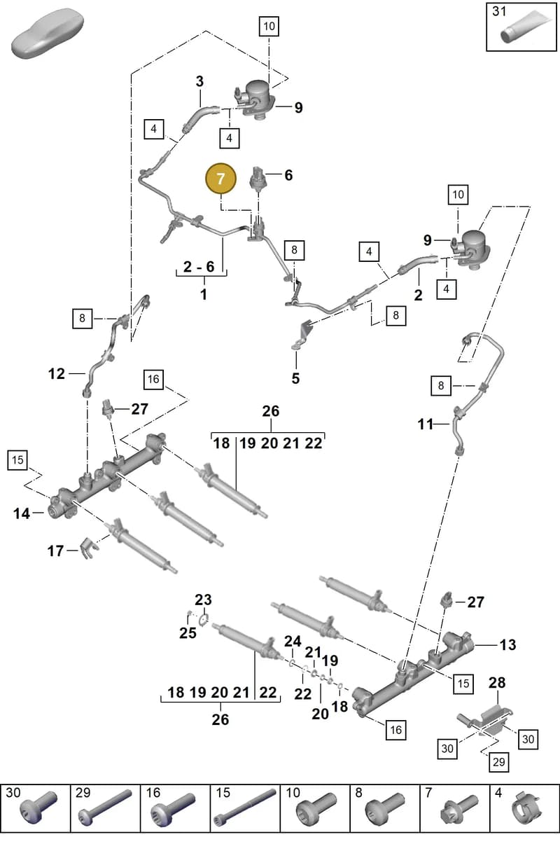 9A700812500 — Porsche 911 (2024-2025) diagram p63107050, position 7