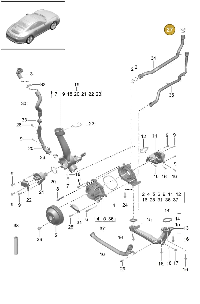 9A700828100 — Porsche 911 (2016-2019) diagram p47105000, position 27
