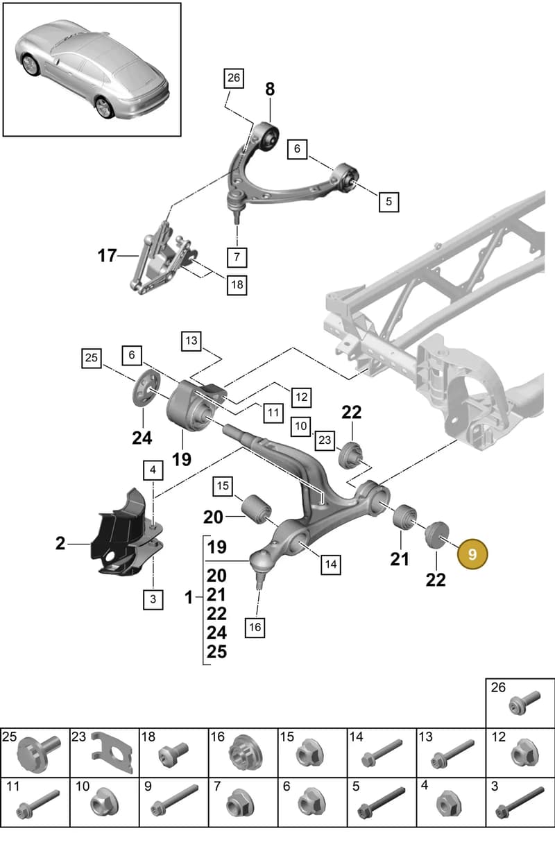 9A700842500 — Porsche Panamera (2016-2020) diagram p49401010, position 9
