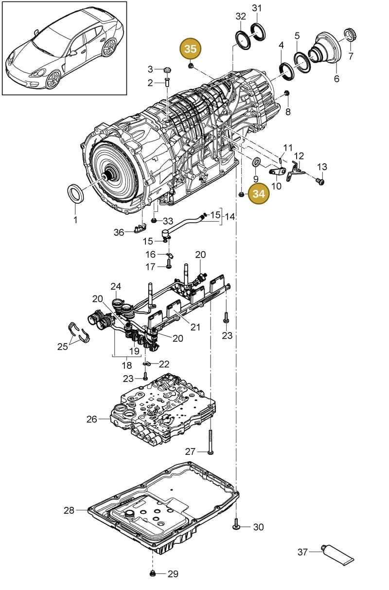 9A700852600 — Porsche Panamera (2009-2016) diagram p35320010, position 34+35