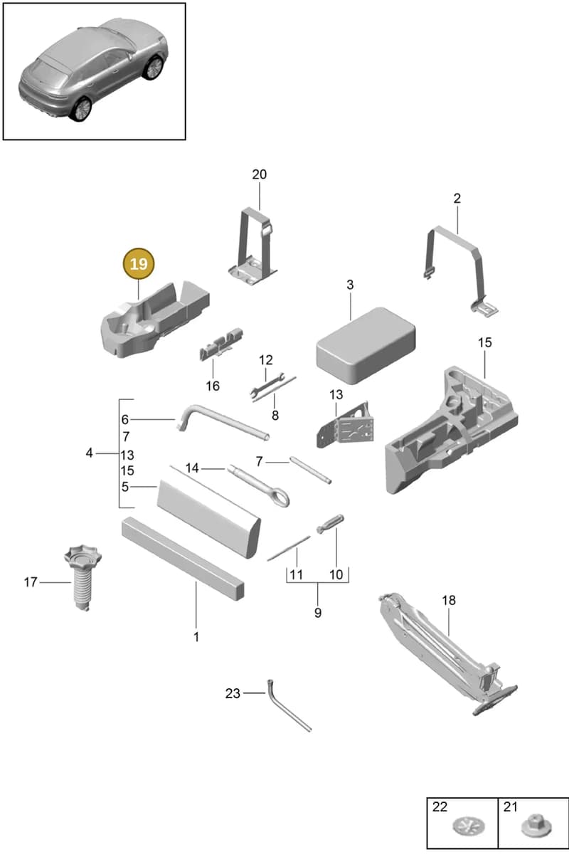 9A701211100 — Porsche Macan (2018-2022) diagram p52001000, position 19