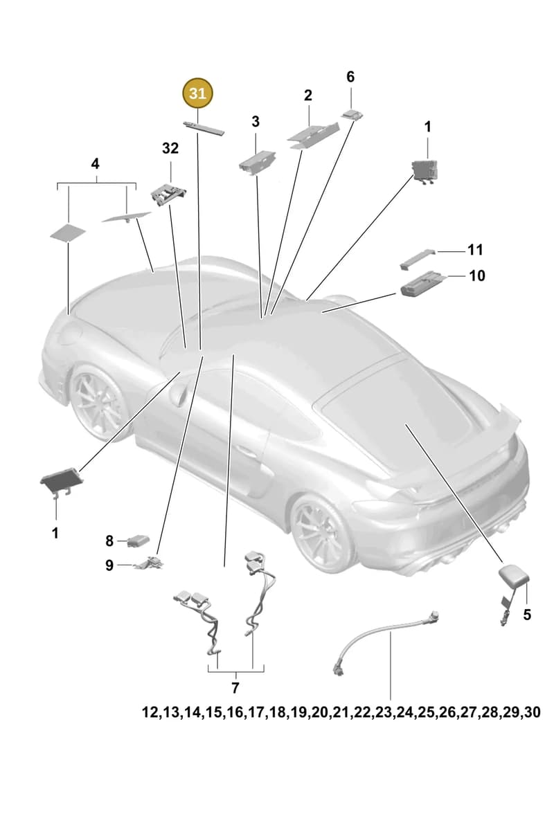 9A703550400 — Porsche Cayman (2019-2022) diagram p55911020, position 31