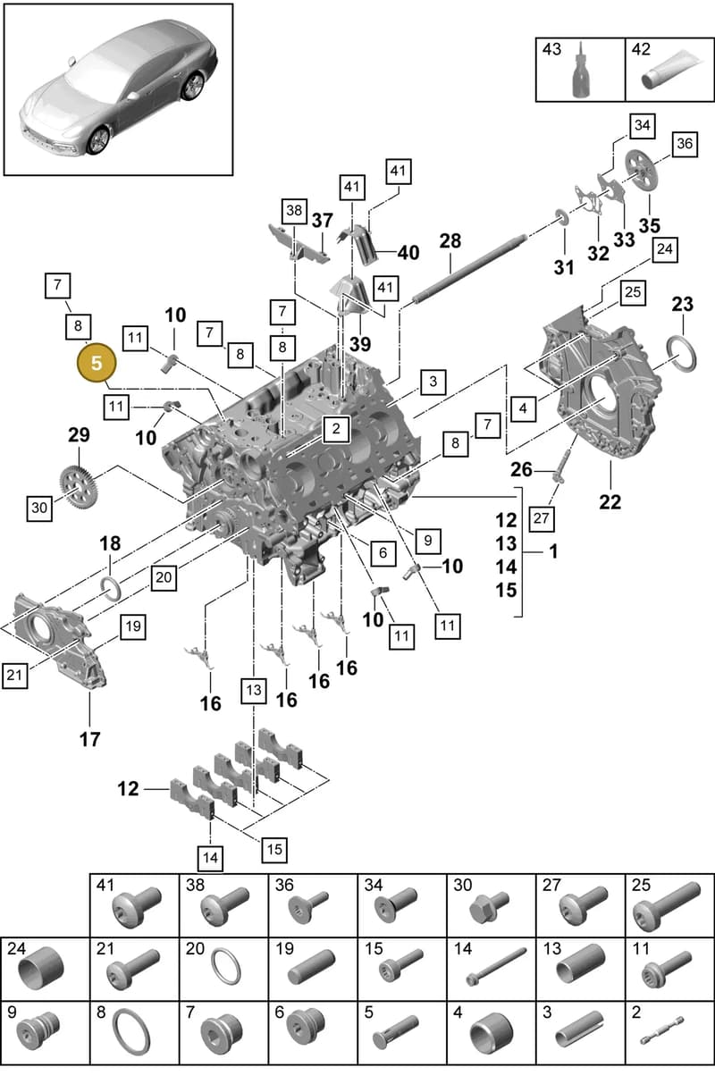 9A710303500 — Porsche Panamera (2016-2020) diagram p49101040, position 5