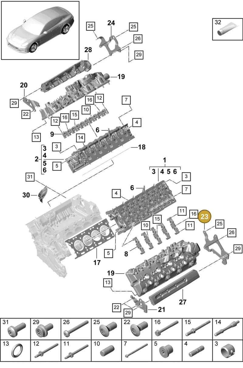 9A710307304 — Porsche Panamera (2016-2020) diagram p49103010, position 23