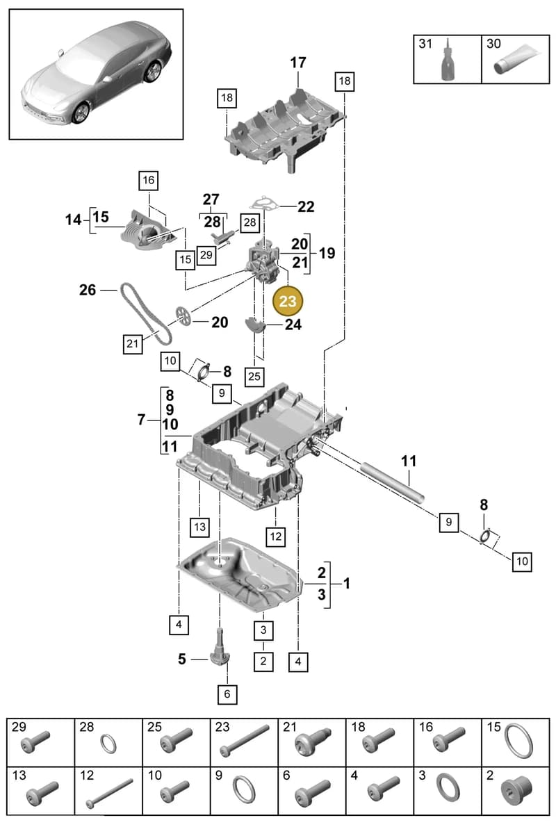 9A710316100 — Porsche Panamera (2016-2020) diagram p49104020, position 23