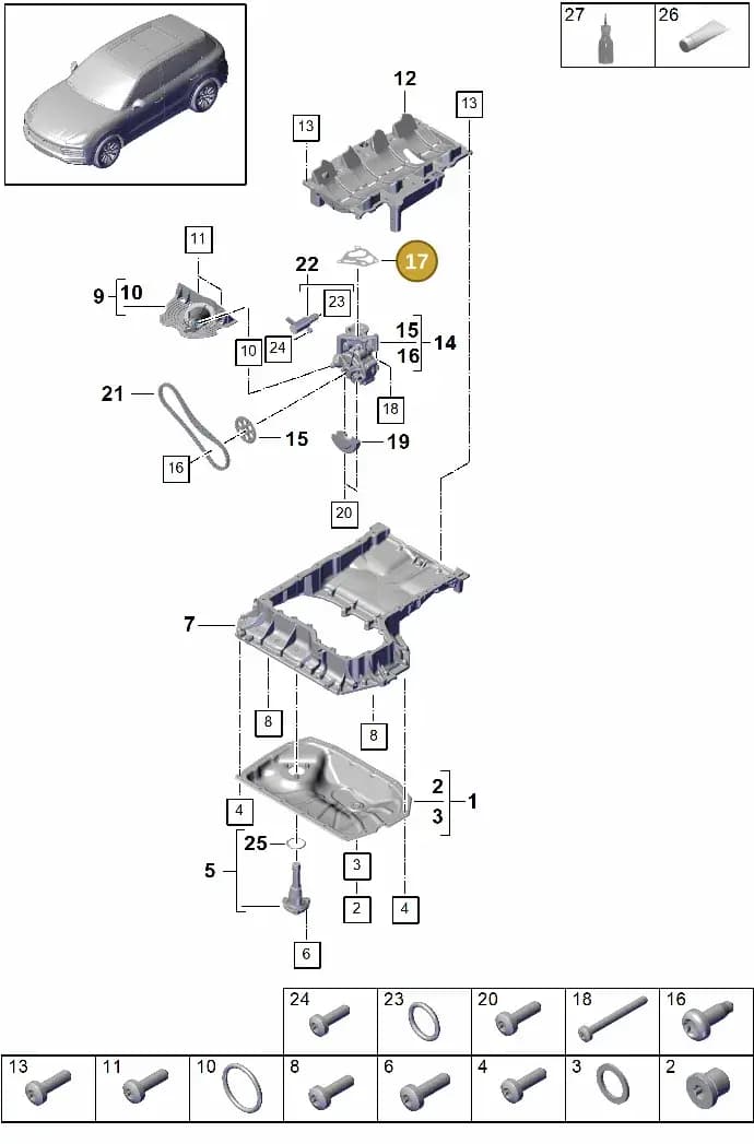 9A710316100 — Porsche Cayenne (2017-2023) diagram p51104025, position 17