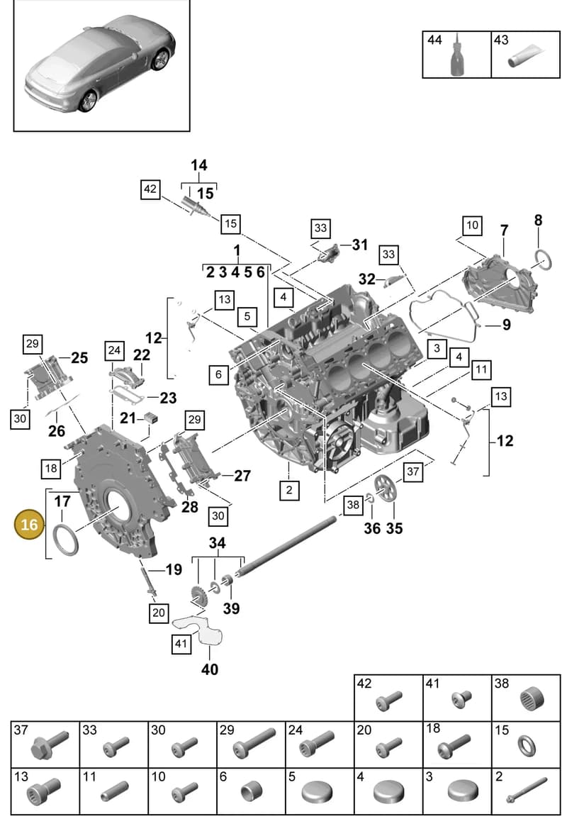 9A710317100 — Porsche Panamera (2016-2020) diagram p49101050, position 16