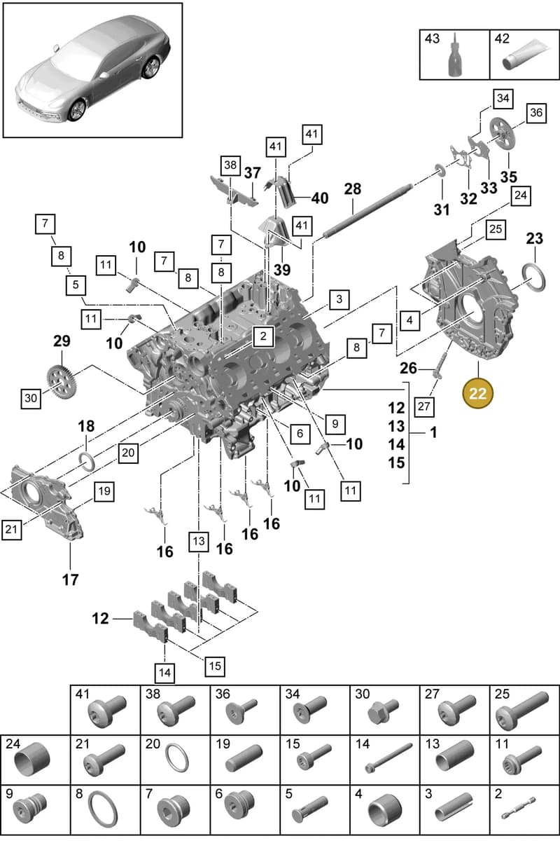 9A710317300 — Porsche Panamera (2016-2020) diagram p49101040, position 22