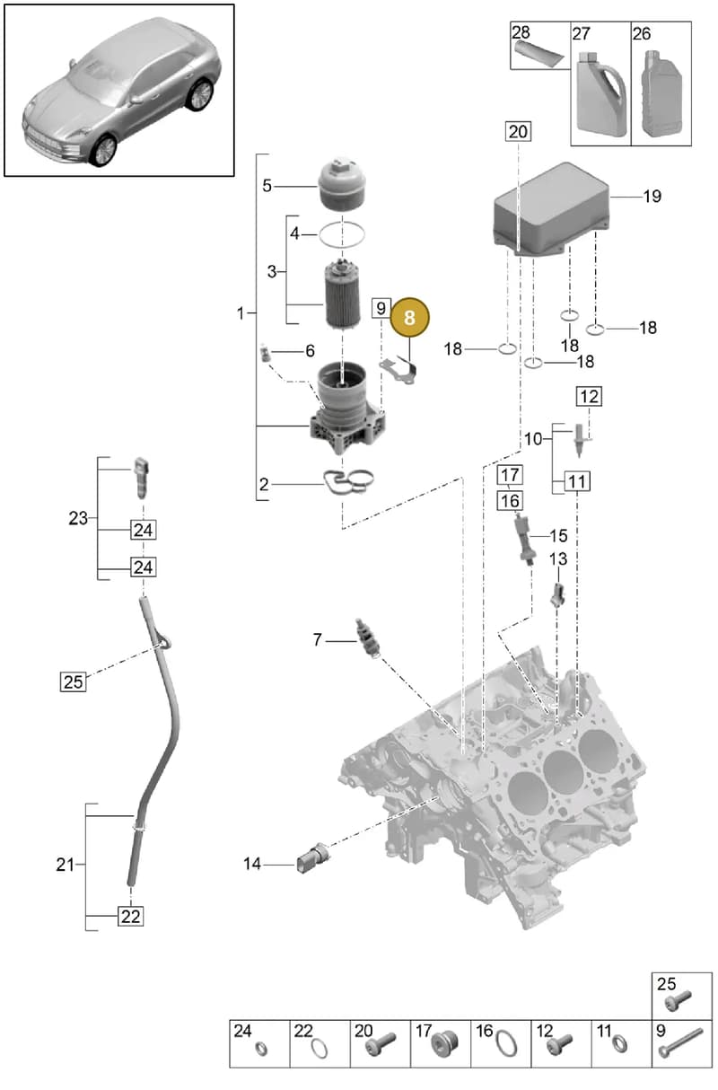 9A710332000 — Porsche Macan (2018-2022) diagram p52104100, position 8