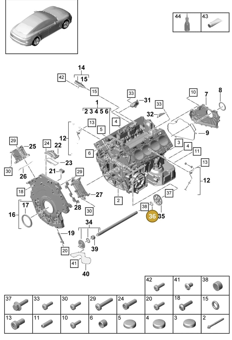 9A710332304 — Porsche Panamera (2016-2020) diagram p49101050, position 36