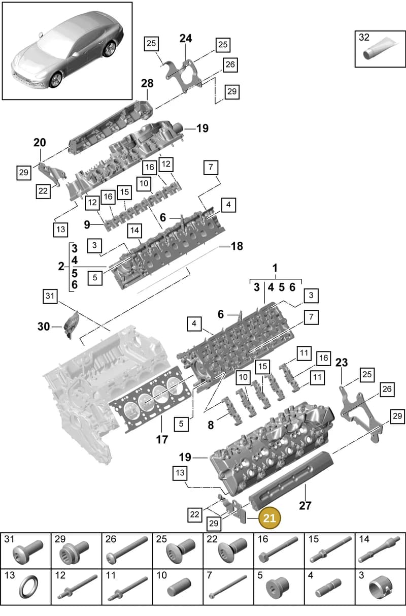 9A710339211 — Porsche Panamera (2016-2020) diagram p49103010, position 21
