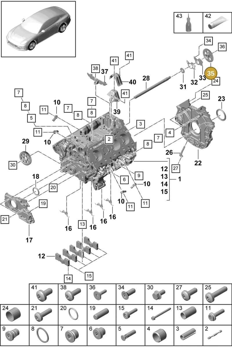 9A710340710 — Porsche Panamera (2016-2020) diagram p49101040, position 35