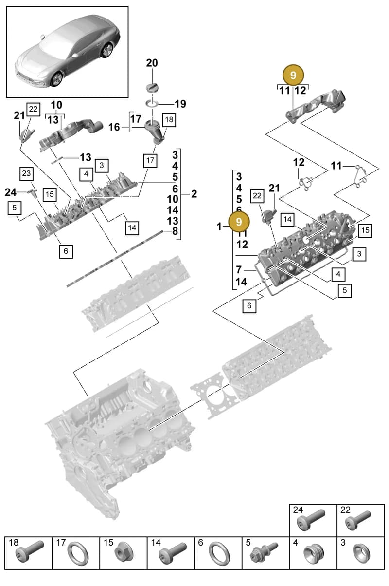 9A710354702 — Porsche Panamera (2016-2020) diagram p49103030, position 9