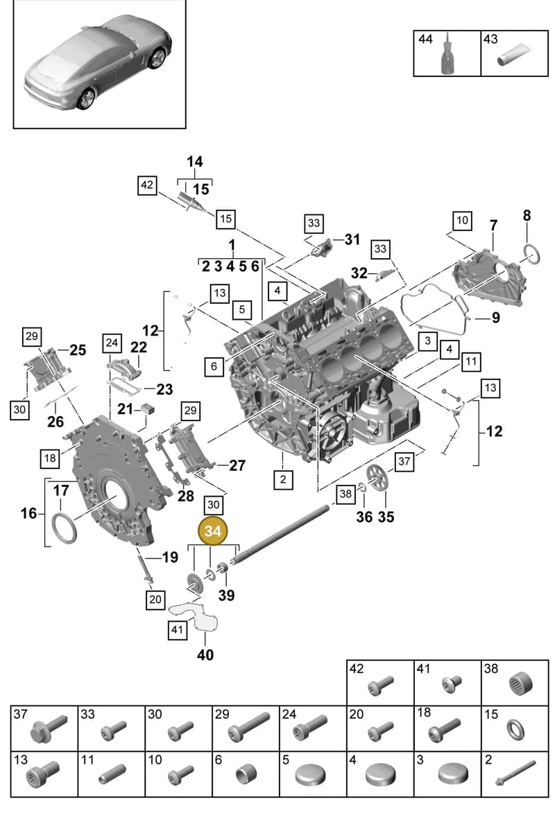 9A710522506 — Porsche Panamera (2016-2020) diagram p49101050, position 34