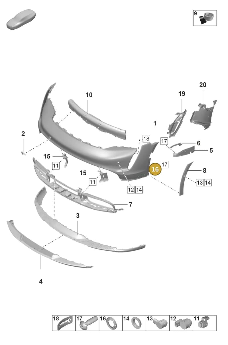 9A710730801 — Porsche Taycan Sport Turismo (2019-2024) diagram p56802050, position 16