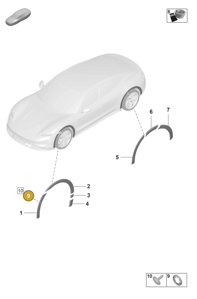 9A710730801 — Porsche Taycan Sport Turismo (2019-2024) diagram p56810300, position 9