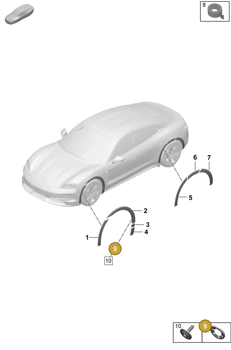 9A710730801 — Porsche Taycan Sport Turismo (2023-2025) diagram p64810300, position 9