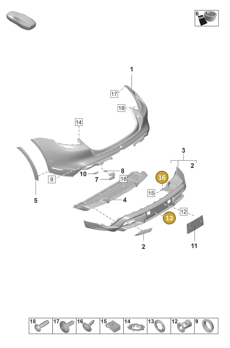 9A710730801 — Porsche Taycan Sport Turismo (2023-2025) diagram p56802600, position 13+16
