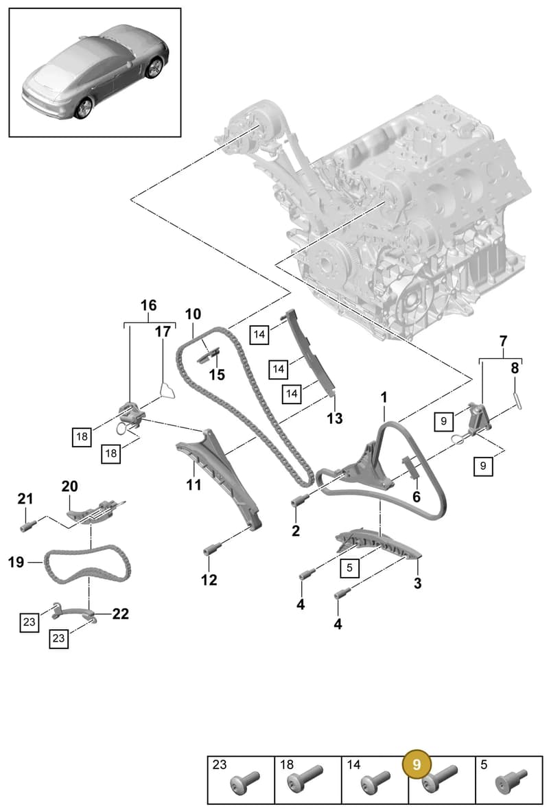 9A710910602 — Porsche Panamera (2016-2020) diagram p49103070, position 9