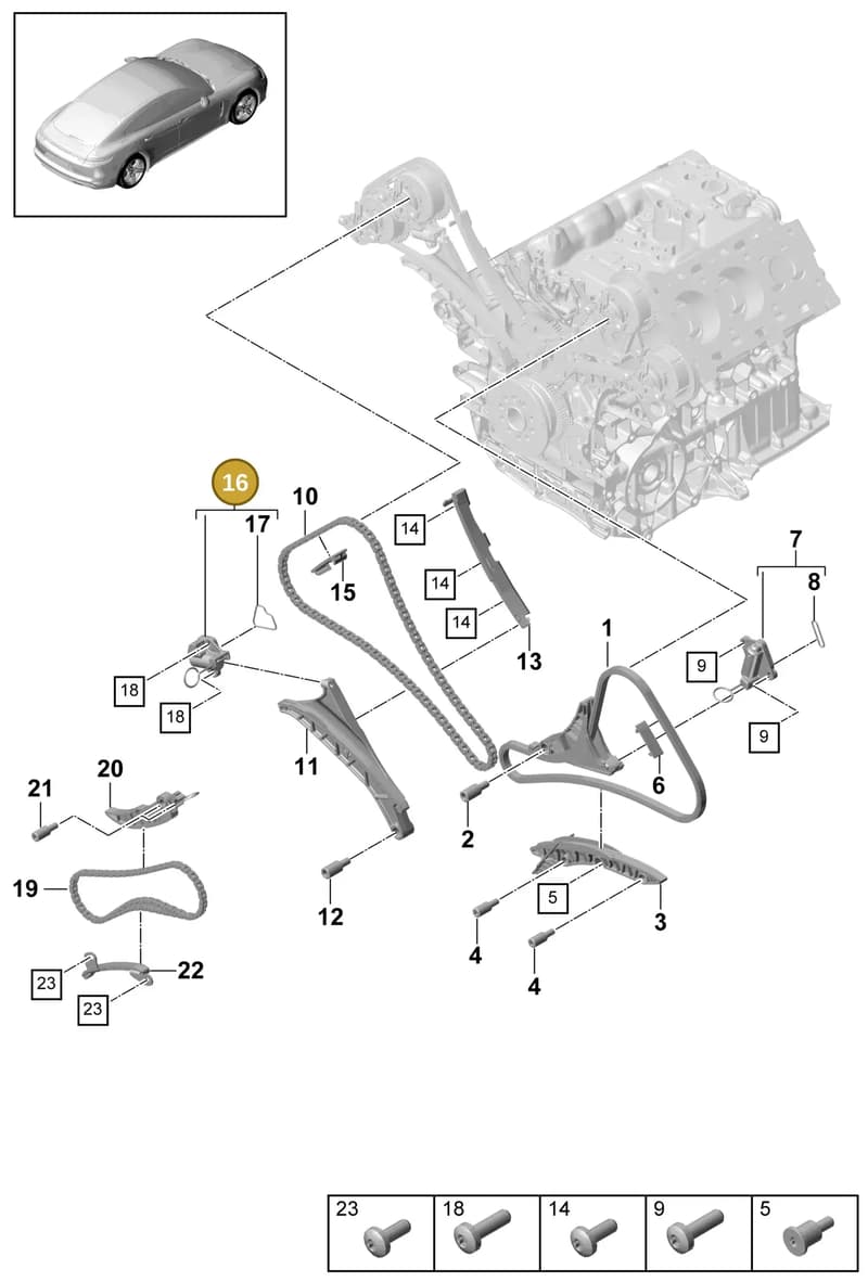 9A710922931 — Porsche Panamera (2016-2020) diagram p49103070, position 16