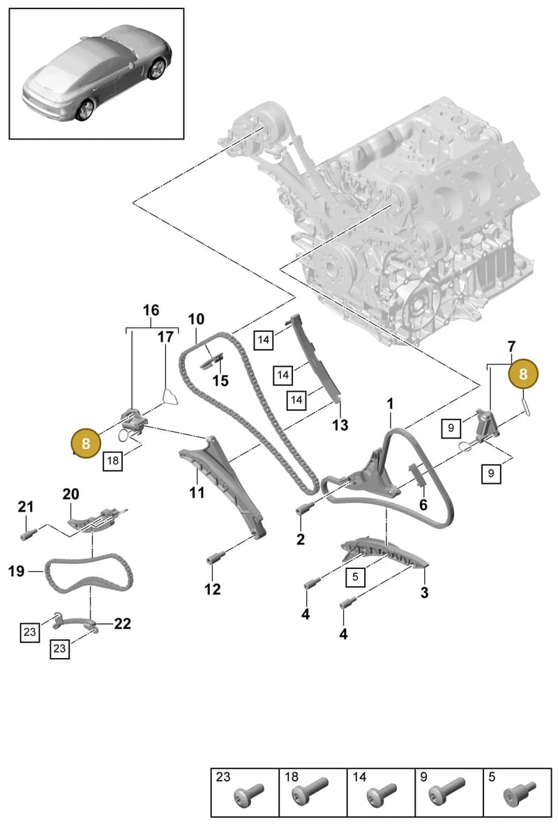 9A710942601 — Porsche Panamera (2016-2020) diagram p49103070, position 8