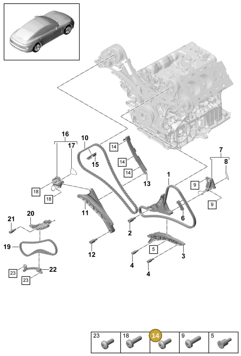 9A710946707 — Porsche Panamera (2016-2020) diagram p49103070, position 14