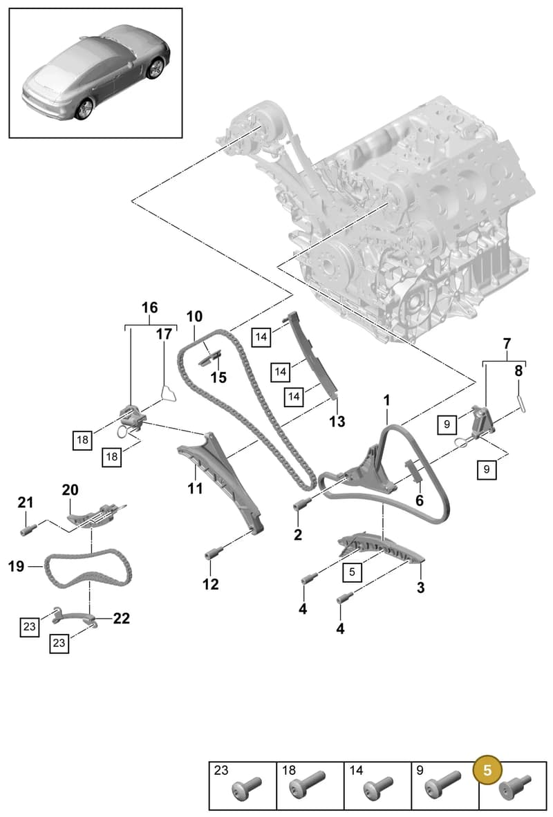 9A710950705 — Porsche Panamera (2016-2020) diagram p49103070, position 5