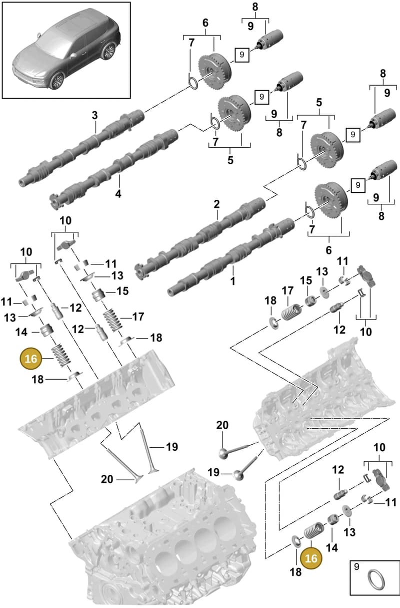 9A710967510 — Porsche Cayenne (2017-2023) diagram p51103050, position 16