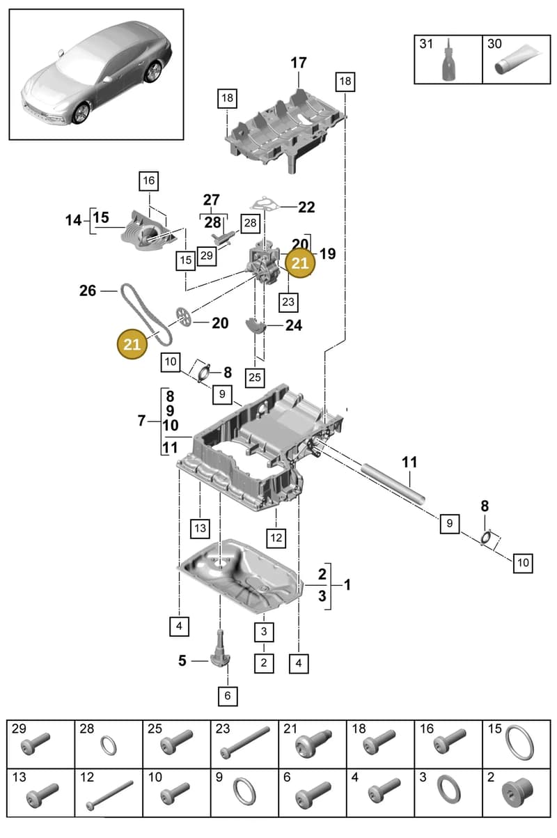 9A711512100 — Porsche Panamera (2016-2020) diagram p49104020, position 21