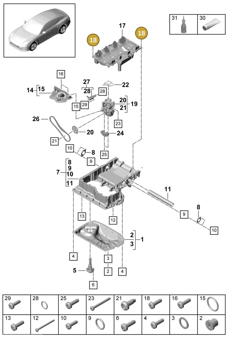 9A711528900 — Porsche Panamera (2016-2020) diagram p49104020, position 18