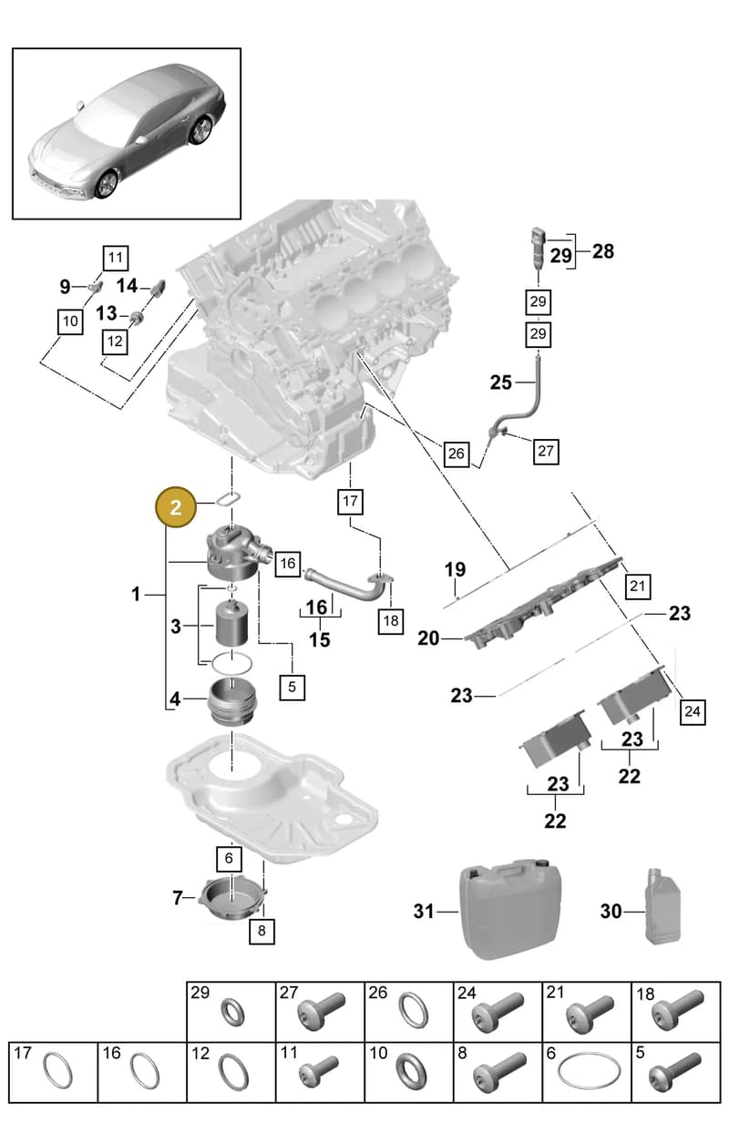 9A711544604 — Porsche Panamera (2016-2020) diagram p49104010, position 2