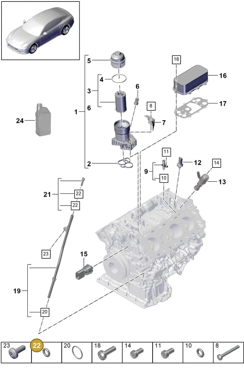 9A711560910 — Porsche Panamera (2016-2020) diagram p49104000, position 22
