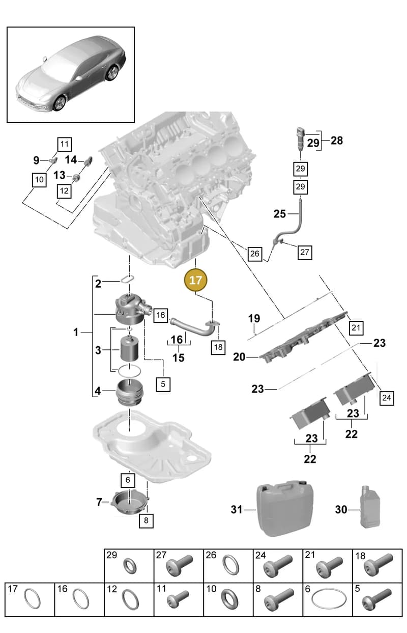 9A711568500 — Porsche Panamera (2016-2020) diagram p49104010, position 17
