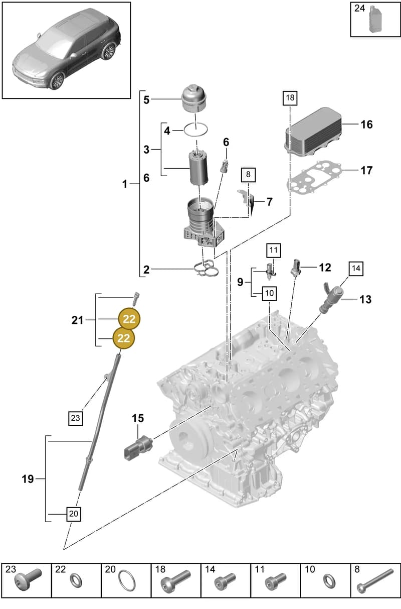 9A711575700 — Porsche Cayenne (2017-2023) diagram p51104000, position 22+25