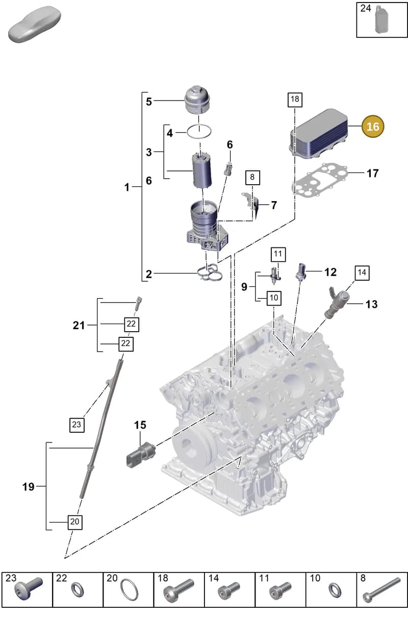 9A711701500 — Porsche Cayenne Coupe (2023-2023) diagram p60104220, position 16